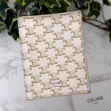 Excellent condition Celine Compact Wallet Triomphe Canvas Folded Wallet White Fr