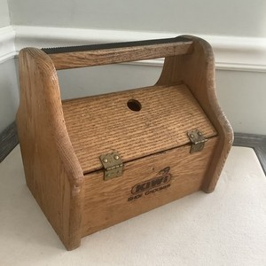 Vintage Kiwi Shoe Shine Groomer Oakwood Box w/ Foot Rest