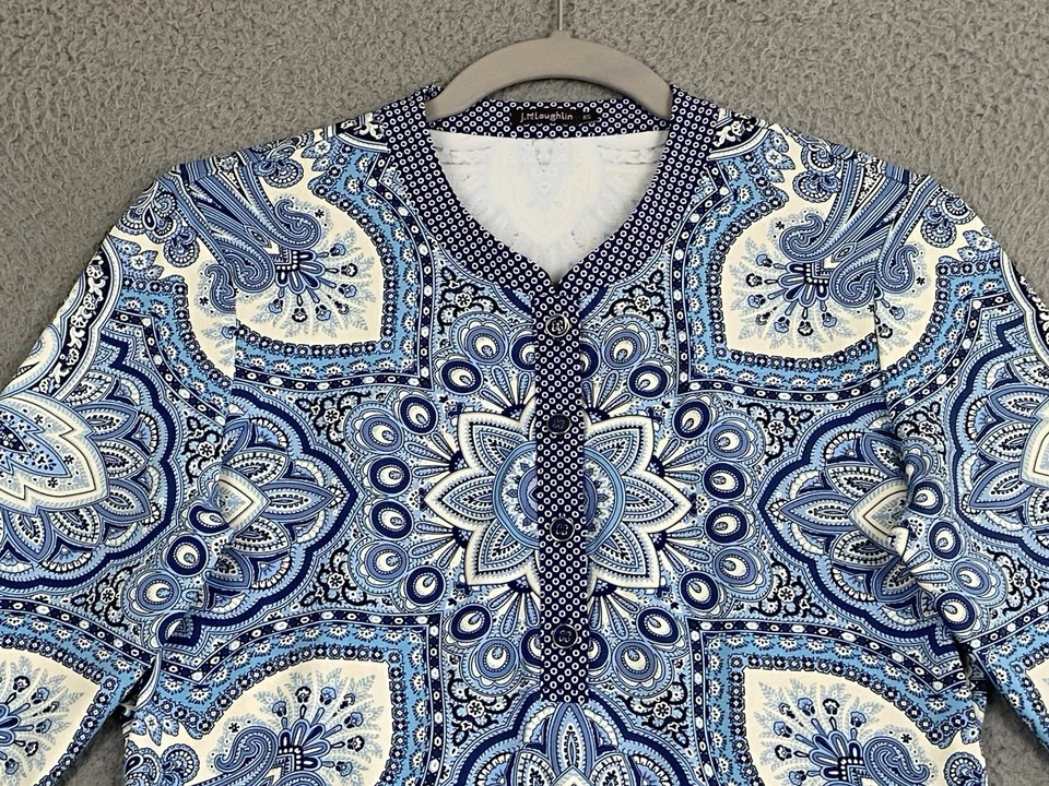 NUEVO J. McLaughlin Camisa Túnica Top Mujer Talla XS Catalina Tela Azul Paisley Nuevo sin Etiquetas Foto 4 de 4