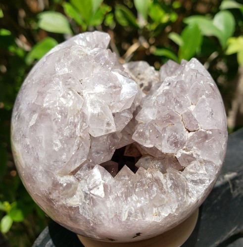 2.8" Purple Amethyst Quartz Crystal Ball Orb Sphere Rainbows Druzy Matrix, 383g - Picture 4 of 16
