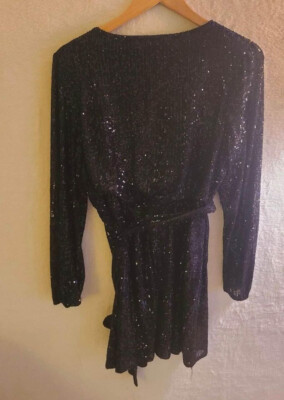 CRYSTAL SKY Black Sequin Sparkle XL Long Sleeve Blouson Shimmer Mini Dress | eBay CRYSTAL SKY Black Sequin Sparkle XL Long Sleeve Blouson Shimmer Mini Dress | eBay