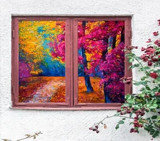 3D Oil Painting Tree ZHUA555 Window Film Print Sticker Cling Stained Glass UV