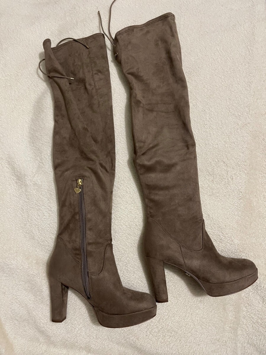 Suede Tamaris Overknees Taupe Ivory Overknees Beige Tamaris