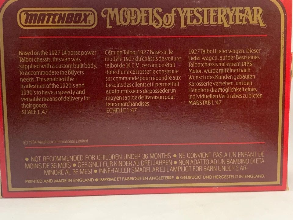 Matchbox Yesteryear Y-5 1927 Talbot Van  (England) - Image 2 of 2