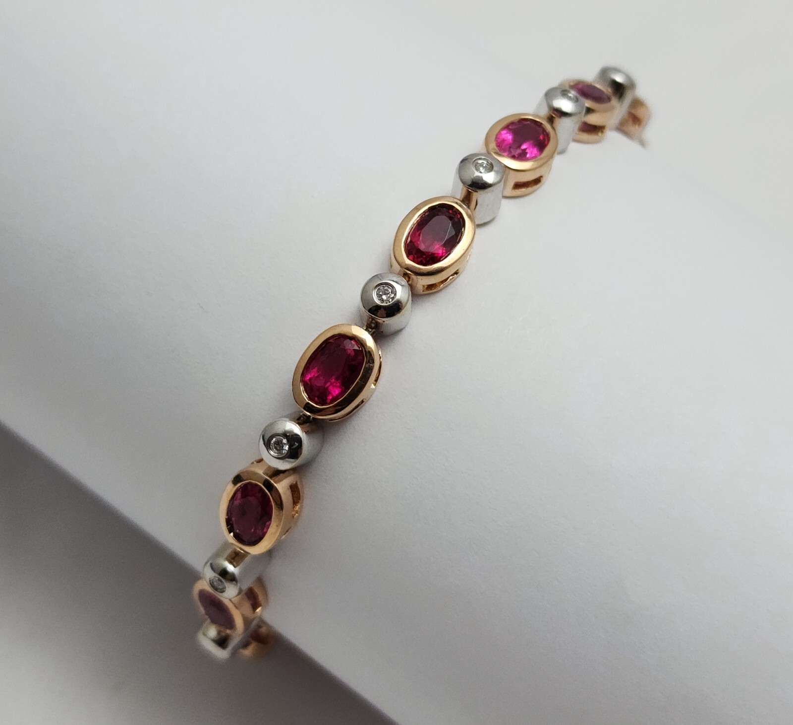 14K Solid Two Tone Multi Color Gold Ruby & Diamon… - image 4