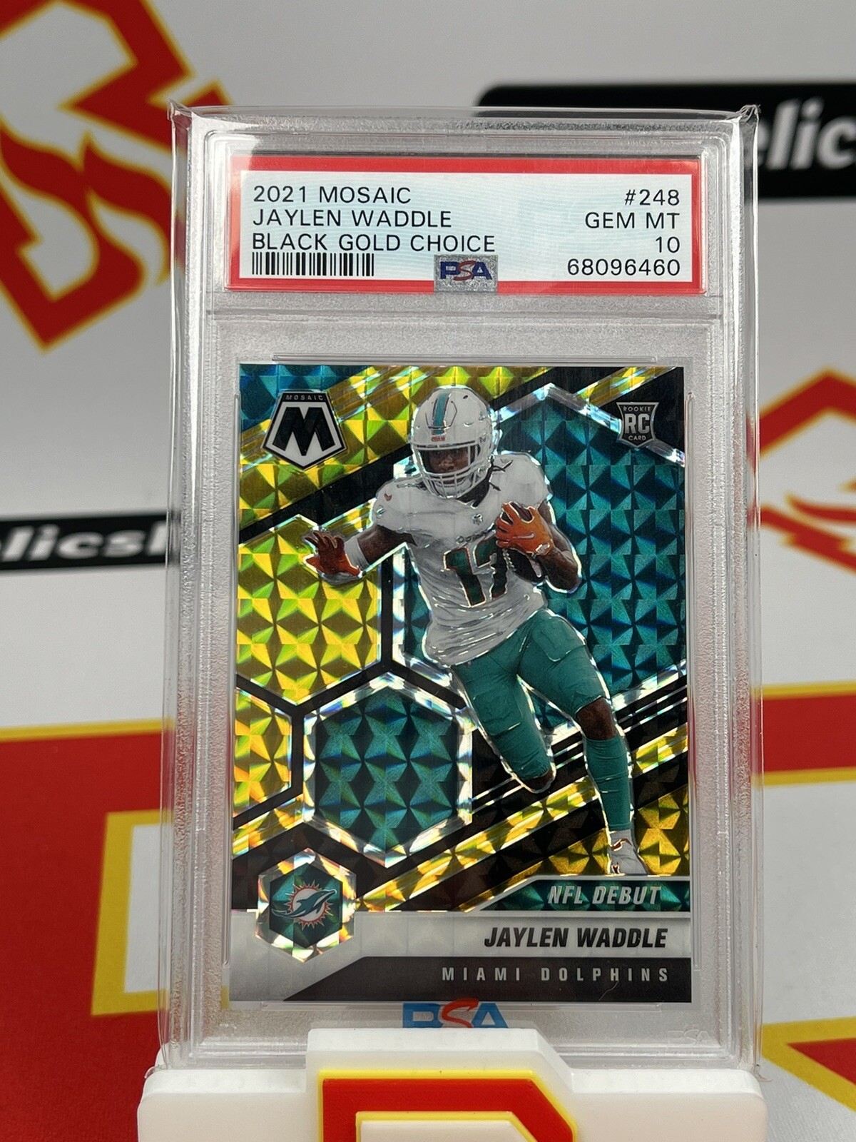 2021 PANINI MOSAIC BLACK GOLD CHOICE #248 JAYLEN WADDLE ROOKIE RC /8 PSA 10 SSP