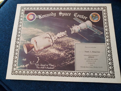 PROYECTO DE PRUEBA APOLLO-SOYUZ / CERTIFICADO DE TESTIGO ASTP HOMBRE NOMBRADO - Imagen 2 de 4