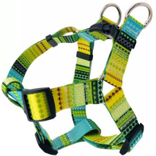 Dog Strap Harness, Step In, Yellow Blue Green, No Pull No Choke, S M L