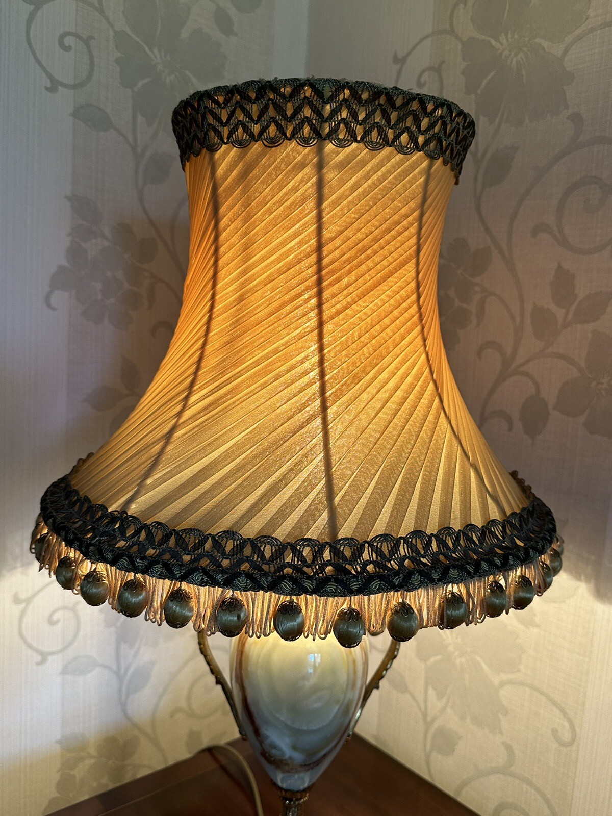 Vintage Table Lamp Shade Bell Shaped Luxurious Detail Bauble Tassel