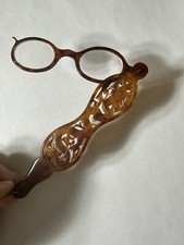 Antique Victorian Faux Tortoise Dragon Folding Lorgnette Spectacles Opera Glass