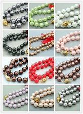 Charm Natural 10 Colors 8mm Shell Pearl Necklace 18"  Not real pearls  