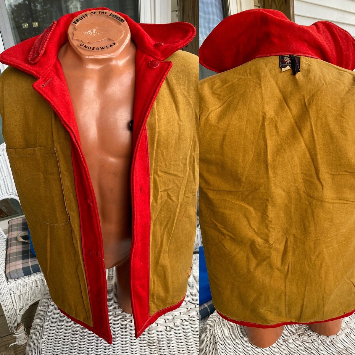 Vintage 1950s Red Woolrich Woolen Mills PA Men's Jacket Coat Vintage 1950s Red Woolrich Woolen Mills PA Men's Jacket Coat