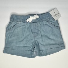 Carter's Shorts Blue Chambray Cuffed Elastic New 4T