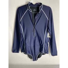 J Crew Navy Active zip-up long-sleeve one-piece Rash Guard Size 18 Swim NEW