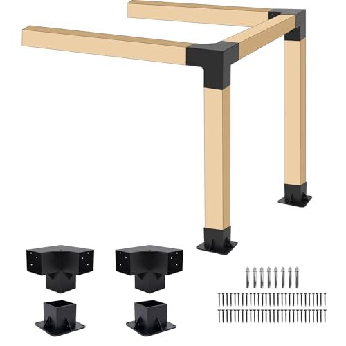 Pergola Bracket Kit Elevated Wood Stand Kit Woodwork 4" x 2x Post Base+ ...