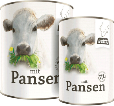 Seitz 400g / 800g Dose Hundefutter Nassfutter Rind mit Pansen 71% Fleischanteil