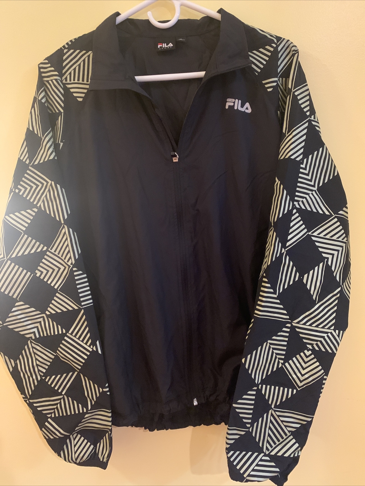 FILA Giacca a vento donna nero verde corsa jogging full zip XL