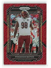 PHIDARIAN MATHIS #390 /35 RED SHIMMER SP 2022 PANINI PRIZM COMMANDERS RC