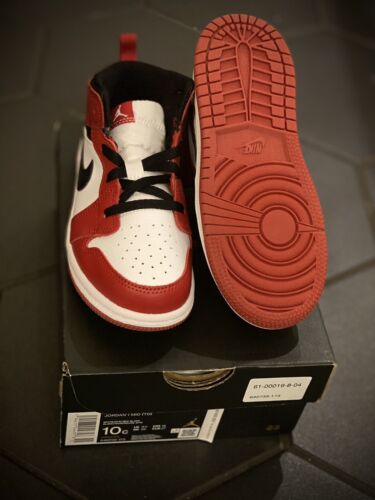 Lujo Entre pantalones Zapatos Nike Air Jordan 1 Mid TD NIÑO PEQUEÑO Chicago Blanco Rojo Negro  Prohibido Talla 10c | eBay
