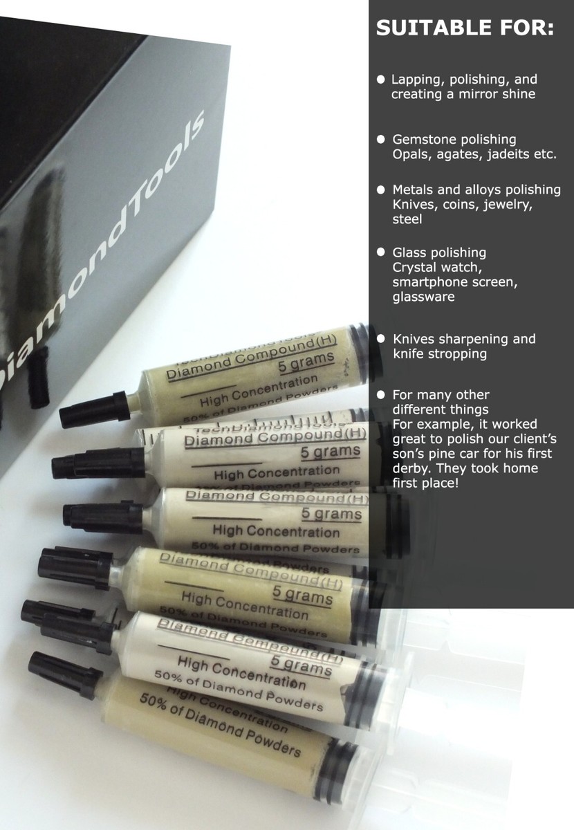 Diamond Polishing Paste Set - 3x5 Gram Tubes From 400 To 100,000 Grit For Lapidary