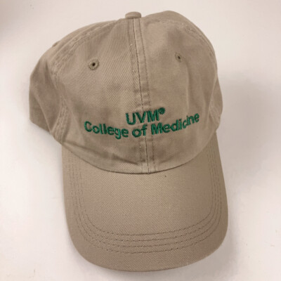 UVM College Of Medicine Hat Beige with green lettering