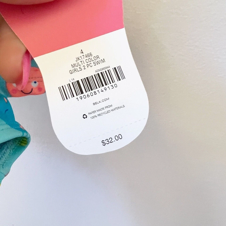 Tankini con Volantes Azul Rosa Pez 2 Piezas Niñas Pequeñas Talla 4 Nuevo con Etiquetas Foto 4 de 4