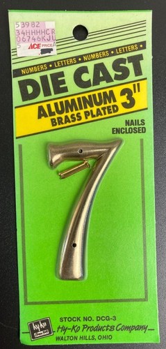NIP, Hy-Ko, Die-Cast, 3" Aluminum Brass Plated Numbers - Picture 9 of 20