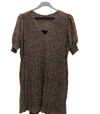 HUSH Pepa Leopard Mini Dress uk 12 brown mix