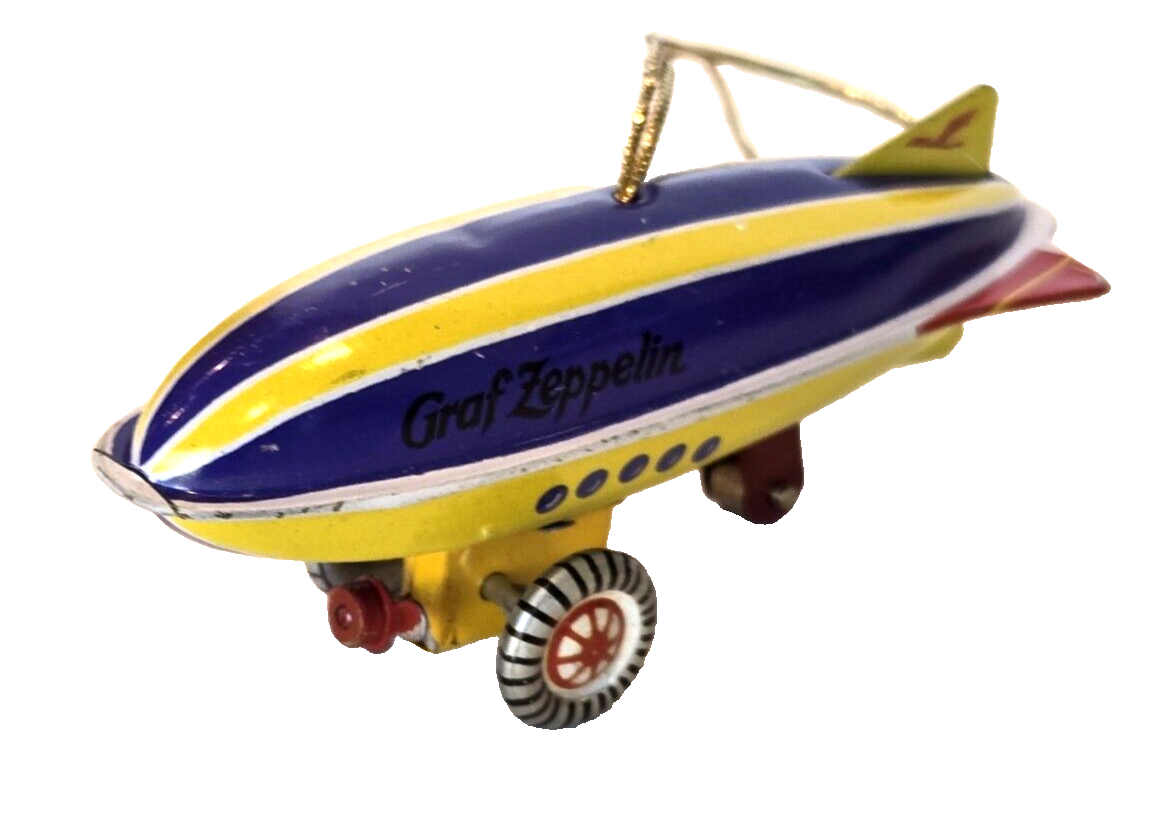 Tin Graf Zeppelin Toy Ornament Germany Moving Wheels and Propeller
