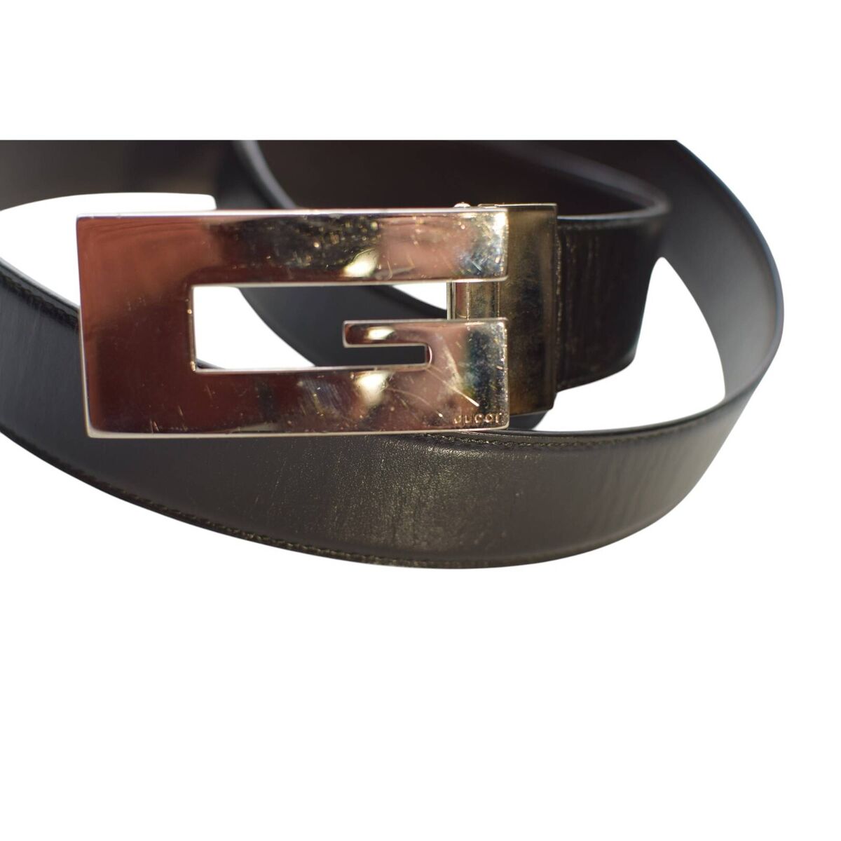 Gucci Black Leather Large G Monogram Silver Tone Buckle Gucci Black Leather Large G Monogram Silver Tone Buckle
