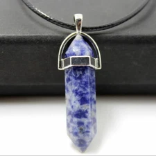 Natural Hexagonal Pendant Lapis Lazuli Quartz Crystal Gemstone Necklace Healing