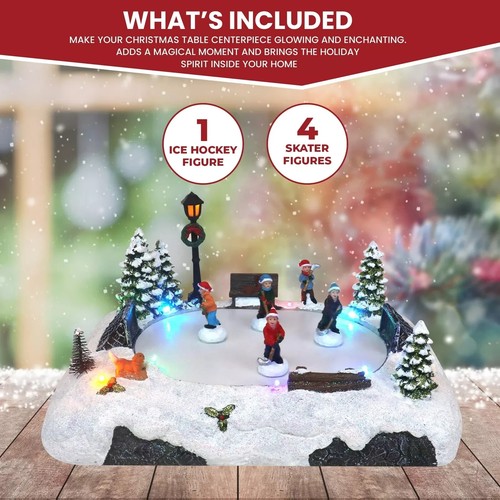 Christmas Village Tabletop Hockey Skating Rink - Animated Musical Pre-lit Win... - Picture 2 of 9
