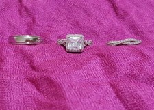 Affordable Trio Wedding Ring Set, White Gold, Rose Gold, Cubic Zirconias size 6