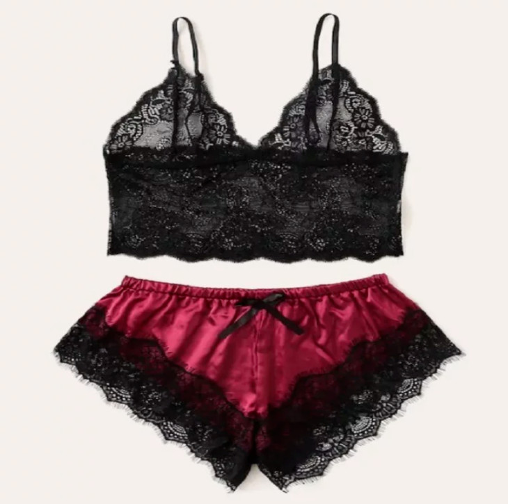 Lingerie Pajamas Set Underwear Women Sleepwear Babydoll Soft Lace Sexy Bodysuit