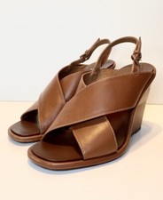 Tory Burch Gabrielle Tan Leather Wedge Sandal Size 7