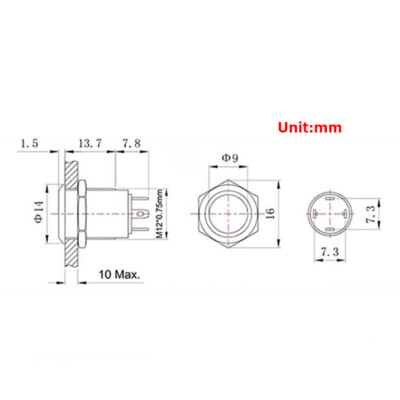 12V Momentanschalter 12mm - Wasserdichter Metallschalter Für Elektronik