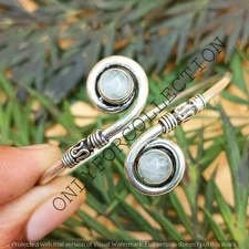 Moonstone Gemstone 925 Sterling Silver Plated Adjustable 1PC Cuff Bangle Jewelry
