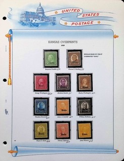 US Kansas Nebraska Overprints On White Ace Album Pages 1929 MH