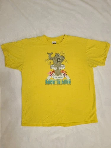 90s Beastie Boys World Tour T-Shirt XL, yellow 1990s vintage concert t-shirt, vintage, size XL, single stitch, B+ condition