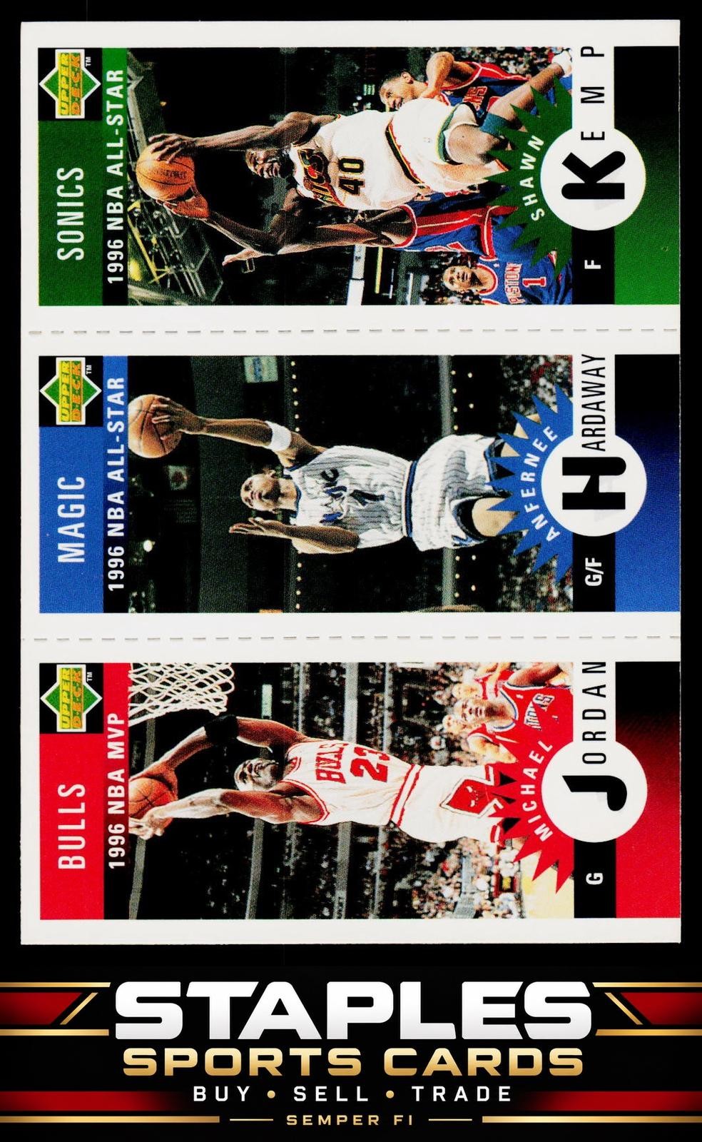 1996-97 Collector's Choice Jordan / Hardaway / Shawn Kemp Mini-Cards Panels