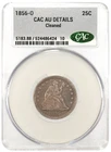 1856 O Seated Liberty Quarter CAC AU Details