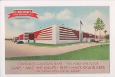 MA, FITCHBURG  - Simonds Saw and Steel Co bldg postcard - JJ0790