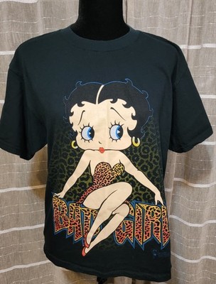 Vintage 1997 Betty Boop Bad Girl Black Shirt Leopard Print Size