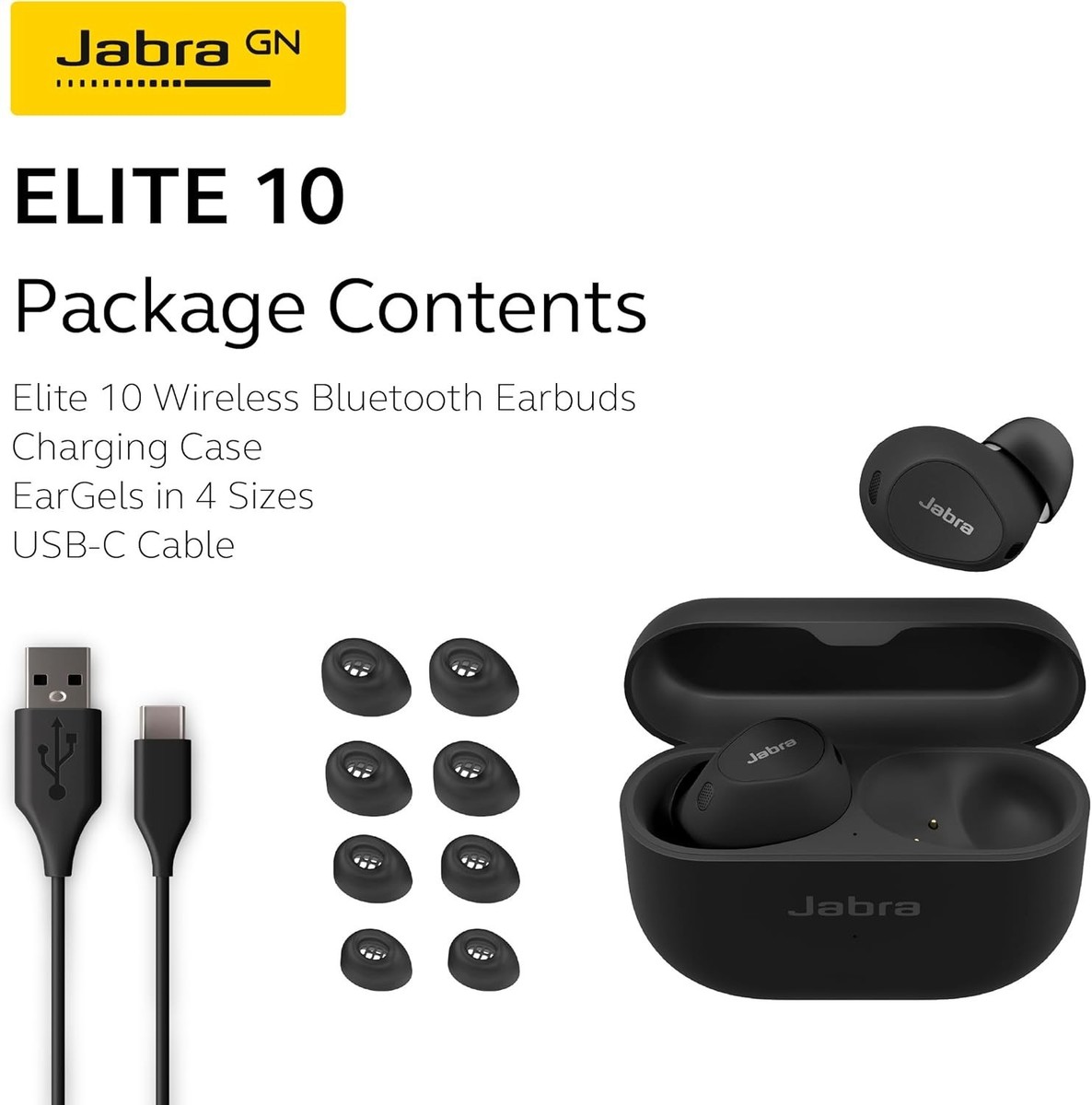 Jabra Elite 10 True Wireless Bluetooth Earbuds - Matte Black (100