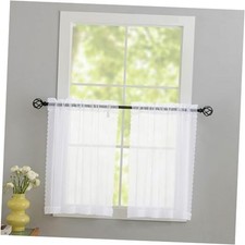 White Sheer Tier Curtains - 30 inch Length, 30"W x 30"L Pack of 2 White-voile
