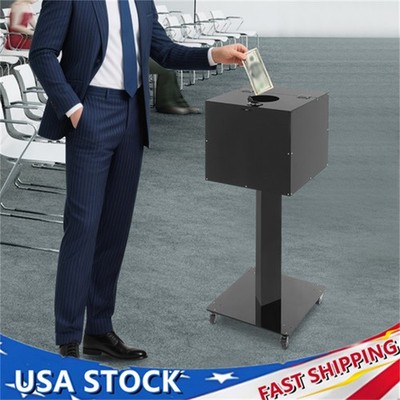 Suggestion Box Floor Standing Offering Box Donation Box w/ Wheels,Lock,Key