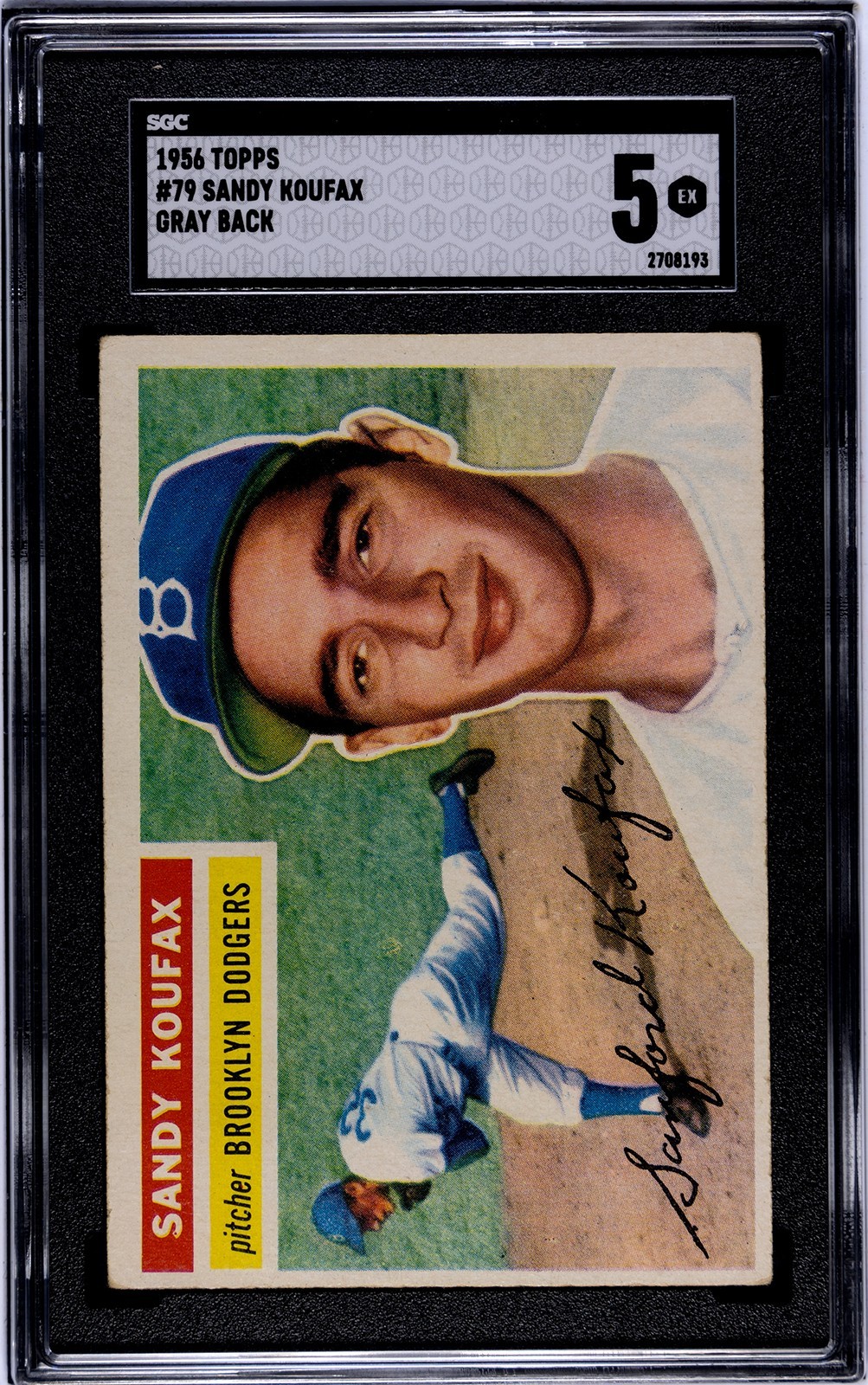 1956 Topps Sandy Koufax Dodgers #79 Gray Back Graded SGC 5 EX - Free S&H!