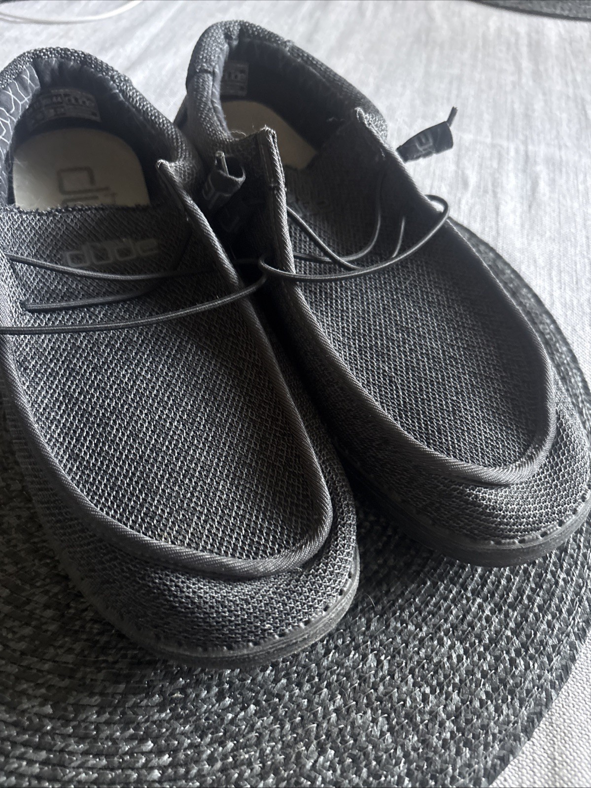Hey Dude Wally Box Micro Total Black Men's Size 11 Slip On Shoes
