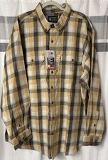 NWT Carhartt Flame Resistant FR Yellow Plaid CAT 2 Force Work Shirt Mens 3XL