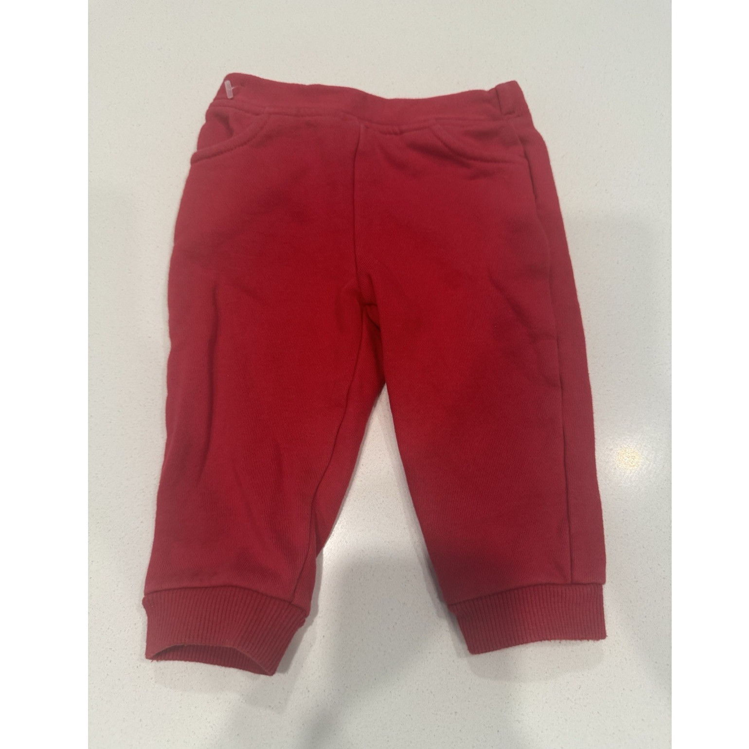 Tommy Hilfiger Red Baby Sweatpants 9M Elastic Waist Pull On Solid Cotton